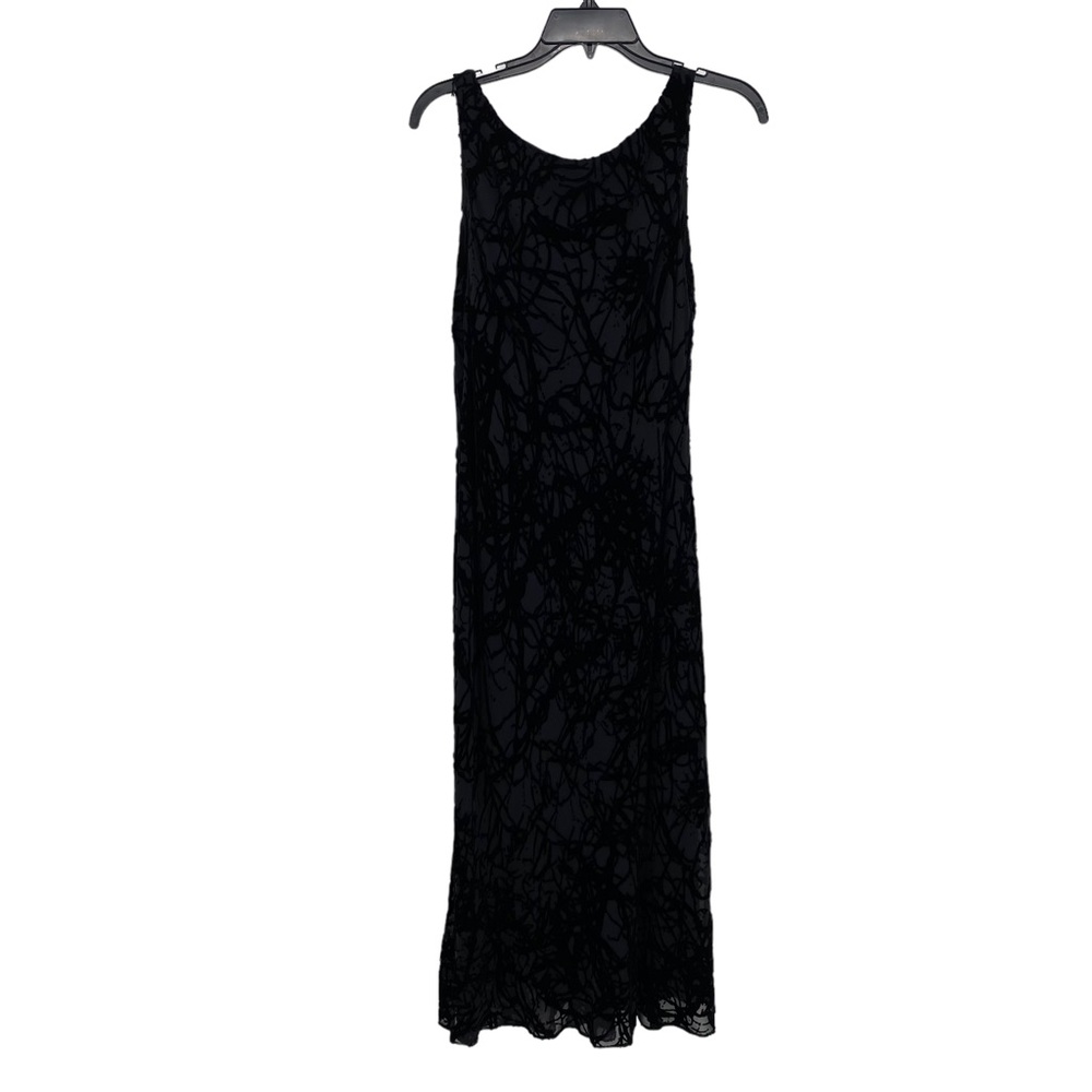 Jones New York Formal Black Silk & Velvet Sleeveless Maxi Dress Women's Size 14